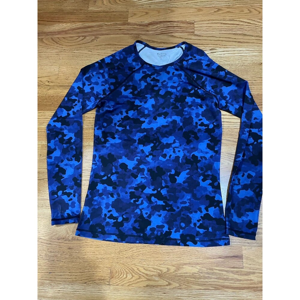 Women’s Athleta Swimming Long Sleeve Shirt Blue Patterned L Large Sunlover